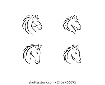 set of horse logo vector icon illustration, logo template