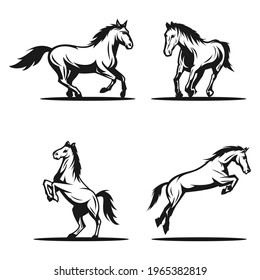 set horse logo vector template