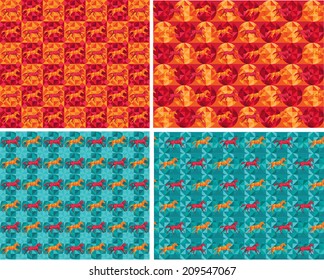 Set of horse patterns, running horse tiles
