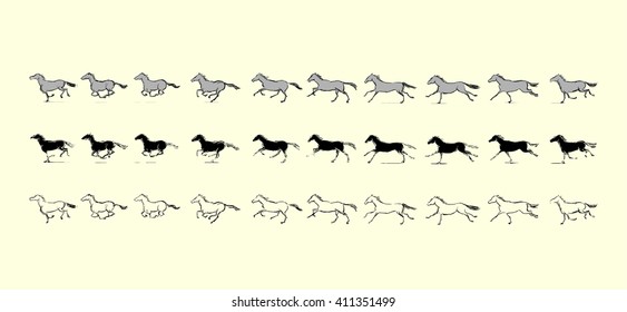 Set of Horse Run Cycle