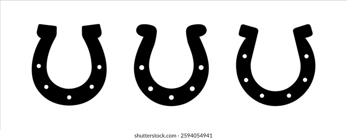 Set of horse shoe icon. Horseshoe silhouette. Horse shoe vector flat illustration design.