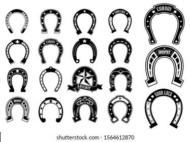 set of horse shoe silhoutte or lucky steel horse shoes concept
