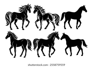 set of Horse  silhouelle vector illustration