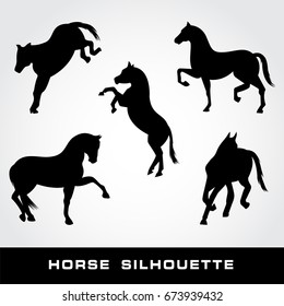 Conjunto De Silhouette De Caballo