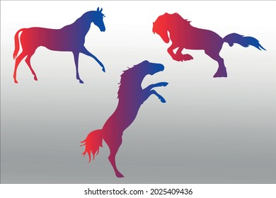 set of horse silhouette abstract,  line isolated or logo isolated sign symbol vector, outline and stroke style Collection of high-quality color style vector illustration,