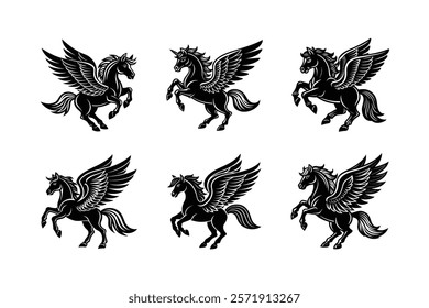 set of the horse silhouette art 