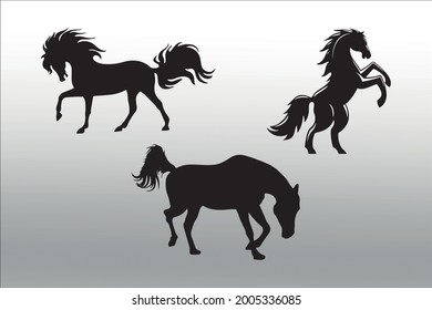 set of horse silhouette line  isolated or logo isolated sign symbol vector, outline and stroke style Collection of high-quality black style vector illustration