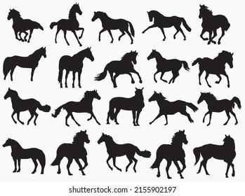 Set of horse silhouette vector Art, Icons, and Graphics, horse Vectors and  Illustrations for Free EPS