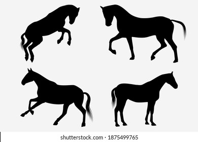 Set of horse silhouette vector designs isolated on white background