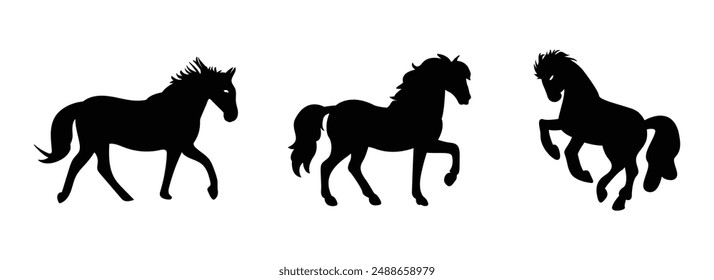 Set of horse Silhouette vector Illustration. Horse silhouette collection