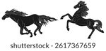  Set of Horse Silhouettes – Galloping and Rearing Horse Vector Illustration