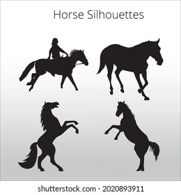 set of horse silhouettes icon,  line isolated or logo isolated sign symbol vector, outline and stroke style Collection of high-quality color style vector illustration,