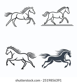 Set of Horse Silhouettes in Motion - Vector Art of Running Horses