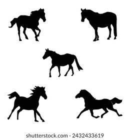 Set of Horse Silhouettes- Vector