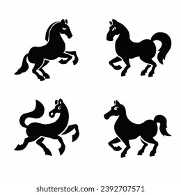Set of Horse Silhouettes, horse, vector illustration eps 10