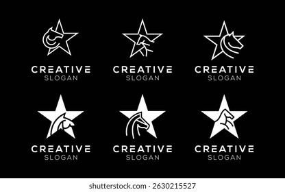 Set of Horse And Star logo design templates. Modern isolated Horse And Star symbols