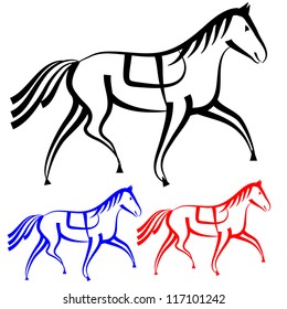 set  horses outlines. vector collection