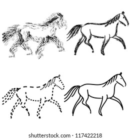 set  horses outlines. vector collection