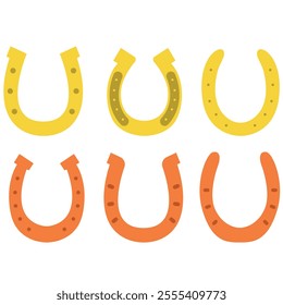 Set of horseshoe clipart. Gold horseshoe cartoon