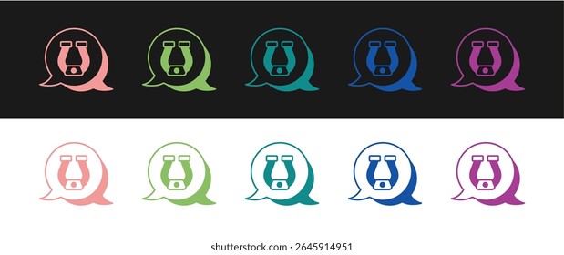 Set Horseshoe icon isolated on black and white background.  Vector