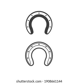 Set of Horseshoe icon, luck and fortune symbol. Emblem bringing good luck, decoration. Vector