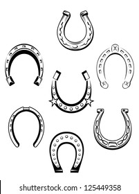 Set of horseshoe icons and symbols for lucky concept design, such as idea of logo