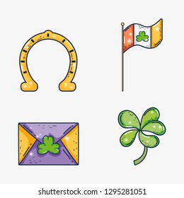 set horseshoe with ireland flag and clover card