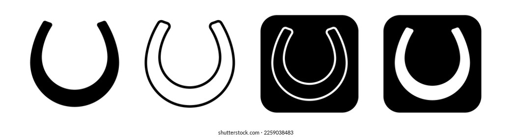Set of horseshoe vector icon on white backboard. Talisman sign. Lucky silhouette.