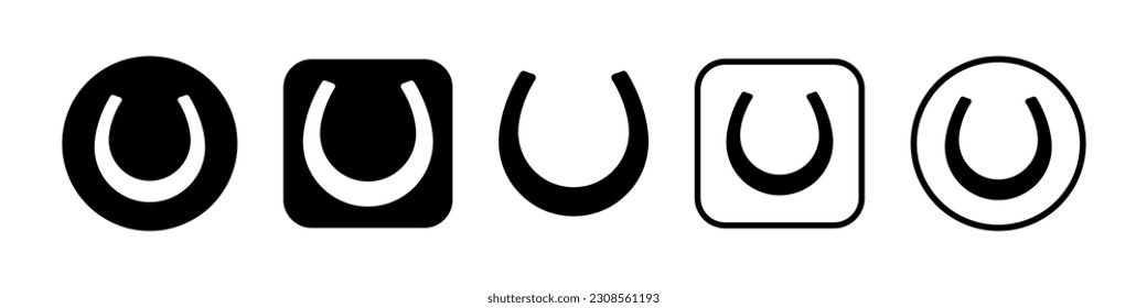 Set of horseshoe vector icon. Talisman sign. Lucky silhouette.