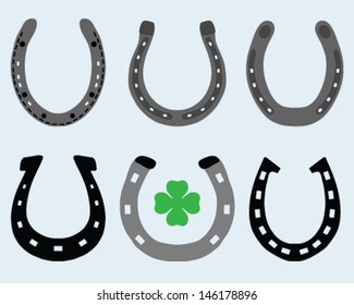 Set of  horseshoes and clovers  elements for design lucky concepts-vector