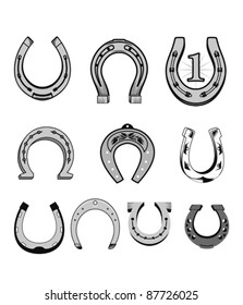 Set of horseshoes elements for design lucky concepts, such a logo. Rasterized version also available in gallery