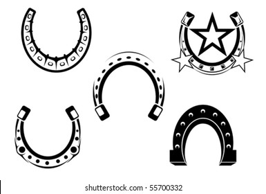 Set of horseshoes elements - also as emblem or logo template