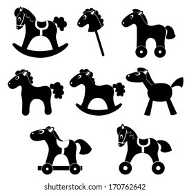 Set of horses's silhouettes. Vector cartoon illustration. Isolated on white.