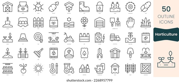 Set of horticulture icons. Thin linear style icons Pack. Vector Illustration
