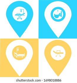 Set of hospital bed, wheel stretcher  store location map pin pointer icon. Element of map point for mobile concept and web apps. Icon for website design and app development. Premium hospital icon sign