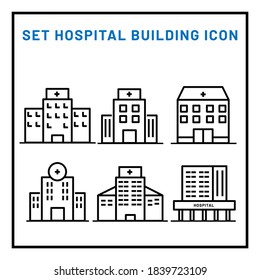 Set hospital building icon isolated sign symbol vector illustration - high quality