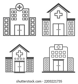 set hospital building icon vector illustration