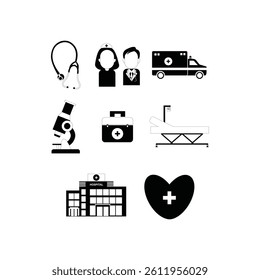 set of hospital and medical care, Medicine and Health symbols, Vector illustration on a white background