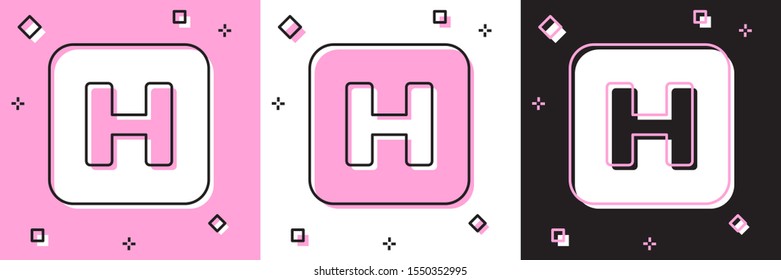 Set Hospital sign icon isolated on pink and white, black background.  Vector Illustration