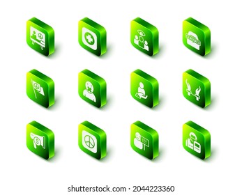 Set Hospital signboard, Spy, agent, Censored stamp, Handcuffs on hands of criminal, Police officer, Life insurance, Protest and Peace icon. Vector