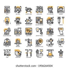 Set of Hospital thin line and pixel perfect icons for any web and app project. 