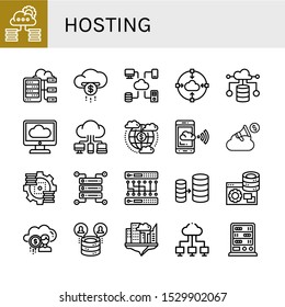 Set of hosting icons. Such as Cloud storage, Server, Cloud, Cloud computing, Database, network , hosting icons