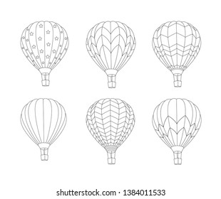 Set of Hot air balloon  isolated on white background. Vector