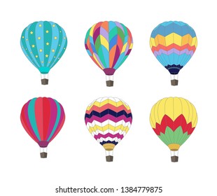 Set of Hot air balloon  isolated on white background. Vector