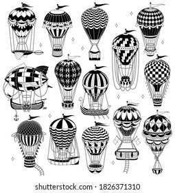 Set of of hot air balloon. Vector Illustration.