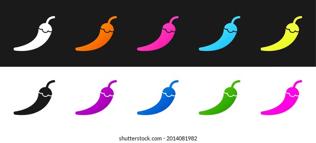 Sitúe el icono de la olla picante en un fondo blanco y negro. Diseño de comestibles, productos culinarios, condimentos y especias, libro de cocina.  Vector