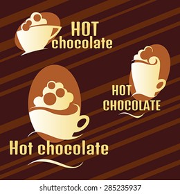 Set of hot chocolate badges and labels