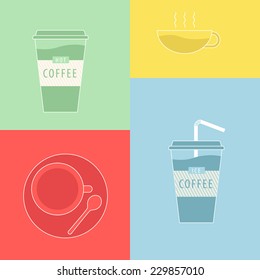 Set of hot and cold coffee cup