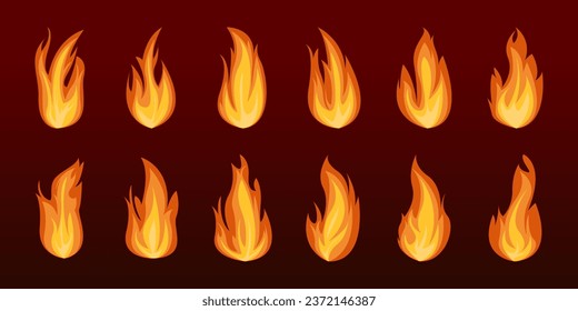 Set of Hot Fire Flame Vector