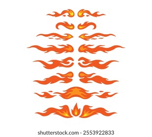 Set hot flame fire divider, horizontal fire flame border